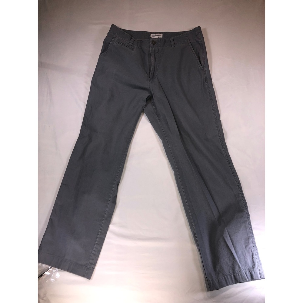 Calvin Klein Mens Grey Corduroy Straight Leg Pants 33x32 Cotton Trousers